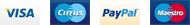 Visa, American Express, PayPal and Maestro